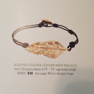 Chloe & Isabel Sculpted Feather Leather Wrap Bracelet Worn 12k Gold-Plated B086G